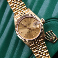 Rolex Ladies DateJust, Champagne Stick Dial, 18k Gold on Jubilee (Ref.69178)