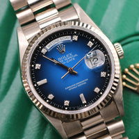 Rolex Day-Date, Blue Vignette Diamond Dial, White Gold (Ref. 18239)