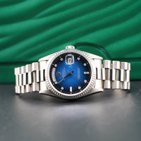 Rolex Day-Date, Blue Vignette Diamond Dial, White Gold (Ref. 18239)