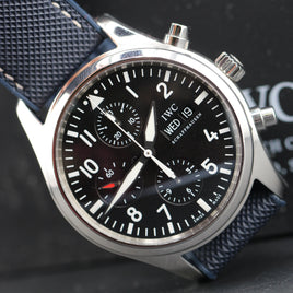 IWC Pilot Chronograph, Deployant Clasp Custom Rubbber Strap (Ref. IW371701)