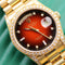 Rolex Day-Date 36mm Red Sunset Vignette Diamond Dial, Arabic Wheel, Diamond Bezel/Lugs President (Ref. 18338)