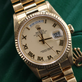 Rolex 36mm Day-Date, Cream Roman Dial President (Ref. 18238)
