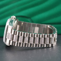 Rolex Day-Date 36mm, Pavé Arabic Blue Enamel, Diamond Bezel/Lugs/Bracelet White Gold (Ref. 118389)