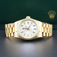 Rolex Day-Date 36mm Bark Bezel and Bracelet, Silver Dial (Ref. 1807)