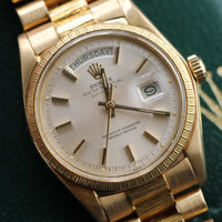 Rolex Day-Date 36mm Bark Bezel and Bracelet, Silver Dial (Ref. 1807)