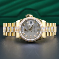 Rolex Day-Date 36mm, Silver Diamond Dial, Diamond Bezel, Diamond Bracelet (Ref. 118348)