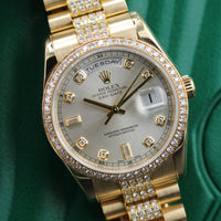 Rolex Day-Date 36mm, Silver Diamond Dial, Diamond Bezel, Diamond Bracelet (Ref. 118348)