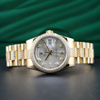 Rolex Day-Date 36mm, Silver Diamond Dial, Diamond Bezel, Diamond Bracelet (Ref. 118348)
