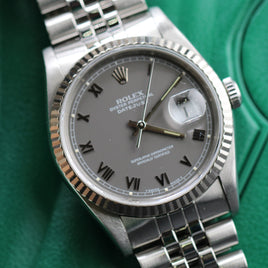 Rolex DateJust 36mm, Grey Roman Dial, Jubilee (Ref. 16234)