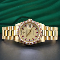 Rolex Day-Date 36mm, Ruby & Diamond String Dial, Ruby Diamond Bezel (Ref. 18148)