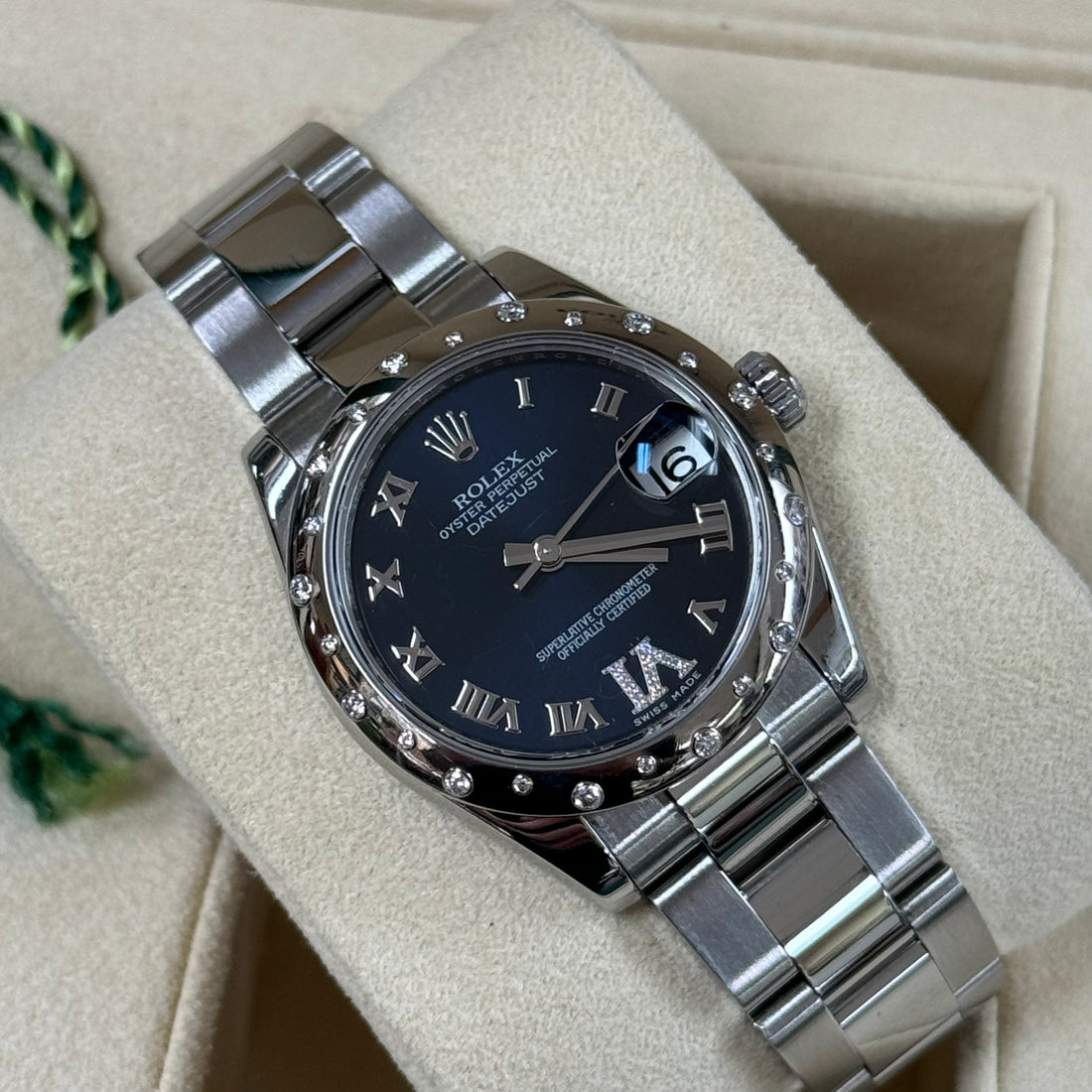 Rolex DateJust 31 Blue Diamond 6 / Diamond Bezel (Ref. 178344)