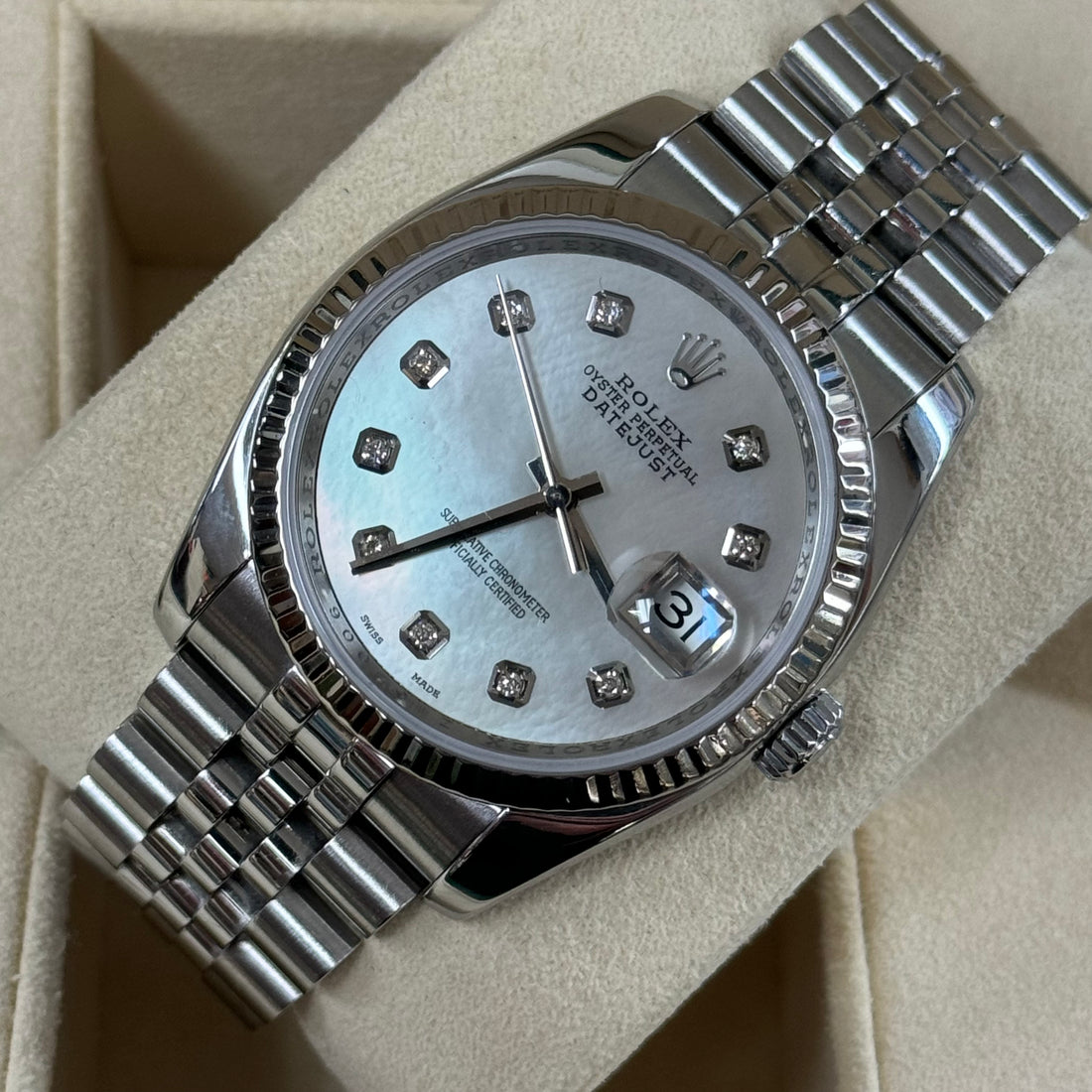 Rolex DateJust 36 Custom Mother of Pearl Diamond Jubilee (ref. 116234)