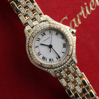 Cartier Cougar, Yellow Gold, Factory Diamond Bezel and Bracelet (Ref. 887907)