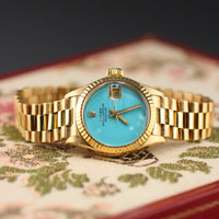 Rolex Ladies DateJust 26mm Turquoise Dial, President (Ref. 69178)