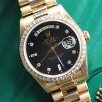 Rolex Day-Date 36mm Black Diamond Dial, Diamond Bezel President (Ref. 18048)