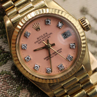 Rolex Ladies DateJust 26mm Pink Stella Diamond Dial, President Bracelet (Ref. 69173)
