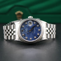 Rolex DateJust 36mm Sodalite Diamond Dial on Jubilee (Ref. 16234)&nbsp;