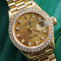Rolex Ladies DateJust Lemon Diamond Dial, Diamond Bezel, President (Ref. 69138)