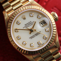 Rolex Ladies DateJust 26mm Cacholong Diamond Dial, President (Ref. 69178)