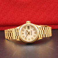 Rolex Ladies DateJust 26mm Cacholong Diamond Dial, President (Ref. 69178)