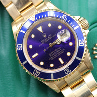 Rolex Submariner Full Gold, Blue Bezel with Purple Dial (Ref. 16618)
