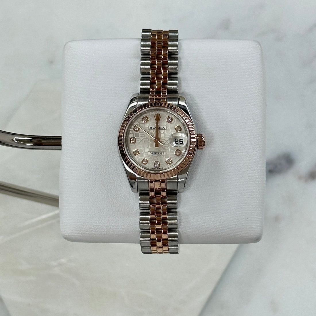 Rolex Ladies DateJust 26mm Steel/Rose Diamond Anniversary Dial (Ref. 179171)