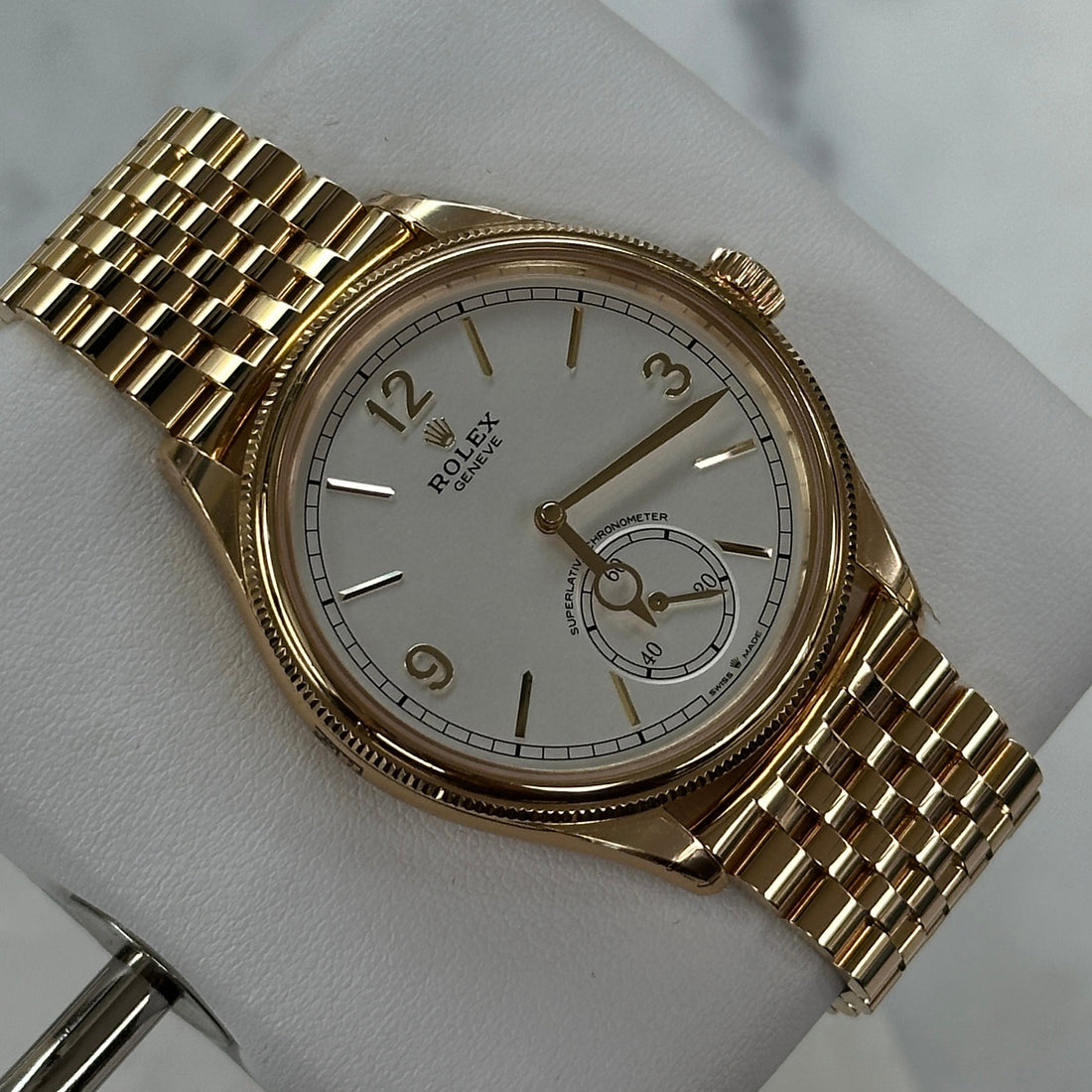 Rolex 1908, Settimo Bracelet, Yellow Gold, White Dial (Ref. 52508)