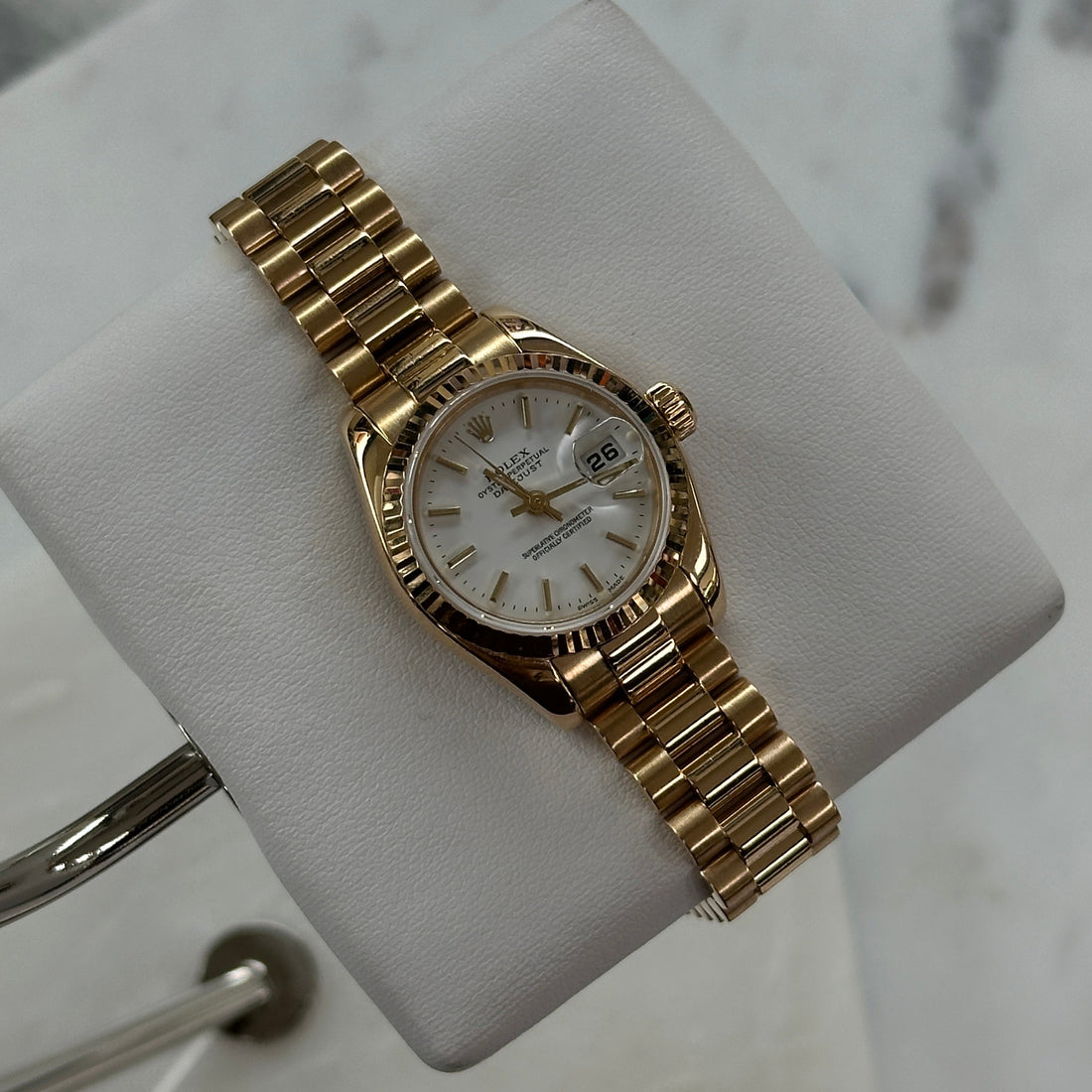 Rolex DateJust 26mm, Yellow Gold, President Band, White Dial (Ref. 179178)