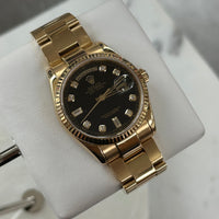 Rolex Day-Date 36mm, Gold Oyster, Black Diamond Dial (Ref. 118238)