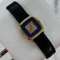 Piaget Pave Ladies Lapis Lazuli / Diamond 18K Yellow Gold Watch on Leather (Ref. 9904)