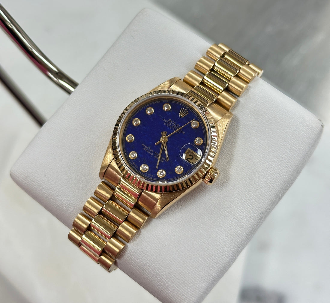 Rolex DateJust 31 Lapis Lazuli Pinball Diamond 18K Yellow Gold (Ref. 68278)