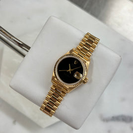 Rolex DateJust Yellow Gold President 26mm Factory Onyx Dial Ref. 69178