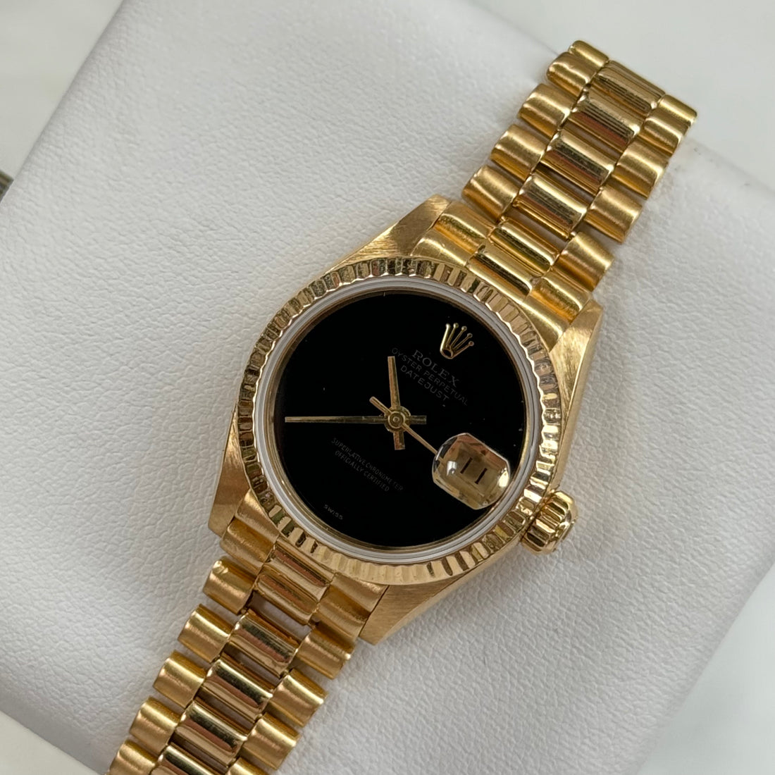 Rolex DateJust Yellow Gold President 26mm Factory Onyx Dial Ref. 69178