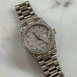 Rolex DateJust 31 White Gold Diamond Pave / Sapphire Ref. 68159