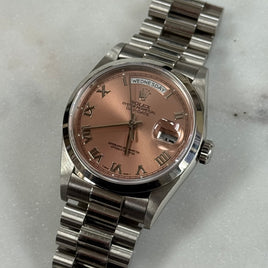 Rolex Day-Date 36 Platinum Salmon Roman Dial (Ref. 18206)