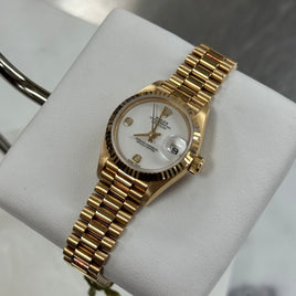 Rolex DateJust 26 Yellow Gold "Opal" Dial Diamond 6/9 Ref. 69178