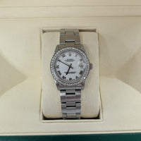 Rolex DateJust 31, White Roman Dial, Diamond Bezel (Ref. 68240)