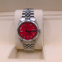 Rolex DateJust 36mm, Aftermarket Red Dial with Diamonds (Ref. 1601)