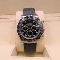 Rolex Daytona, 18k White Gold, Factory Black Diamond Dial on Oysterflex (Ref. 116519LN)
