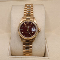 Rolex Datejust 26mm, 18k Yellow Gold, RARE Oxblood Stella Dial (Ref. 69178)