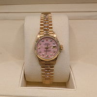 Rolex Datejust 26mm, 18k Yellow Gold, RARE Pink Coral Diamond Dial (Ref. 69178)