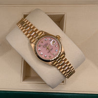 Rolex Datejust 26mm, 18k Yellow Gold, RARE Pink Coral Diamond Dial (Ref. 69178)