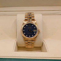 Rolex DateJust 31mm, Yellow Gold, Purple/Blue Dial with Diamond Markers (Ref. 68278)