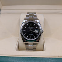 Rolex DateJust 41mm, Black Dial on Oyster, Smooth Bezel (Ref. 126300)