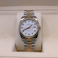 Rolex DateJust 36mm, Two Tone, White Dial with Diamond Markers (Ref. 116233)