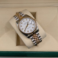 Rolex DateJust 36mm, Two Tone, White Dial with Diamond Markers (Ref. 116233)