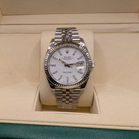 Rolex DateJust 41mm White Stick, Fluted Bezel on Jubilee (Ref. 126334)