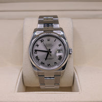 Rolex DateJust 36mm, Silver Roman Dial, Smooth Bezel (Ref. 116200)