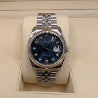 Rolex DateJust 36mm, Blue Anniversary Dial with Diamonds on Jubilee (Ref. 116234)