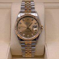 Rolex DateJust 36mm, Two Tone, Diamond Dial (Ref. 16233)